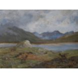 GEORGE MURRAY THOMSON Deer beside a lochan, signed, oil on canvas, 45 x 60cm Condition Report: