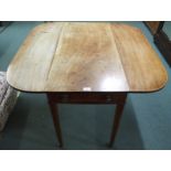 A late Victorian mahogany Pembroke table with single drawer on square tapering supports