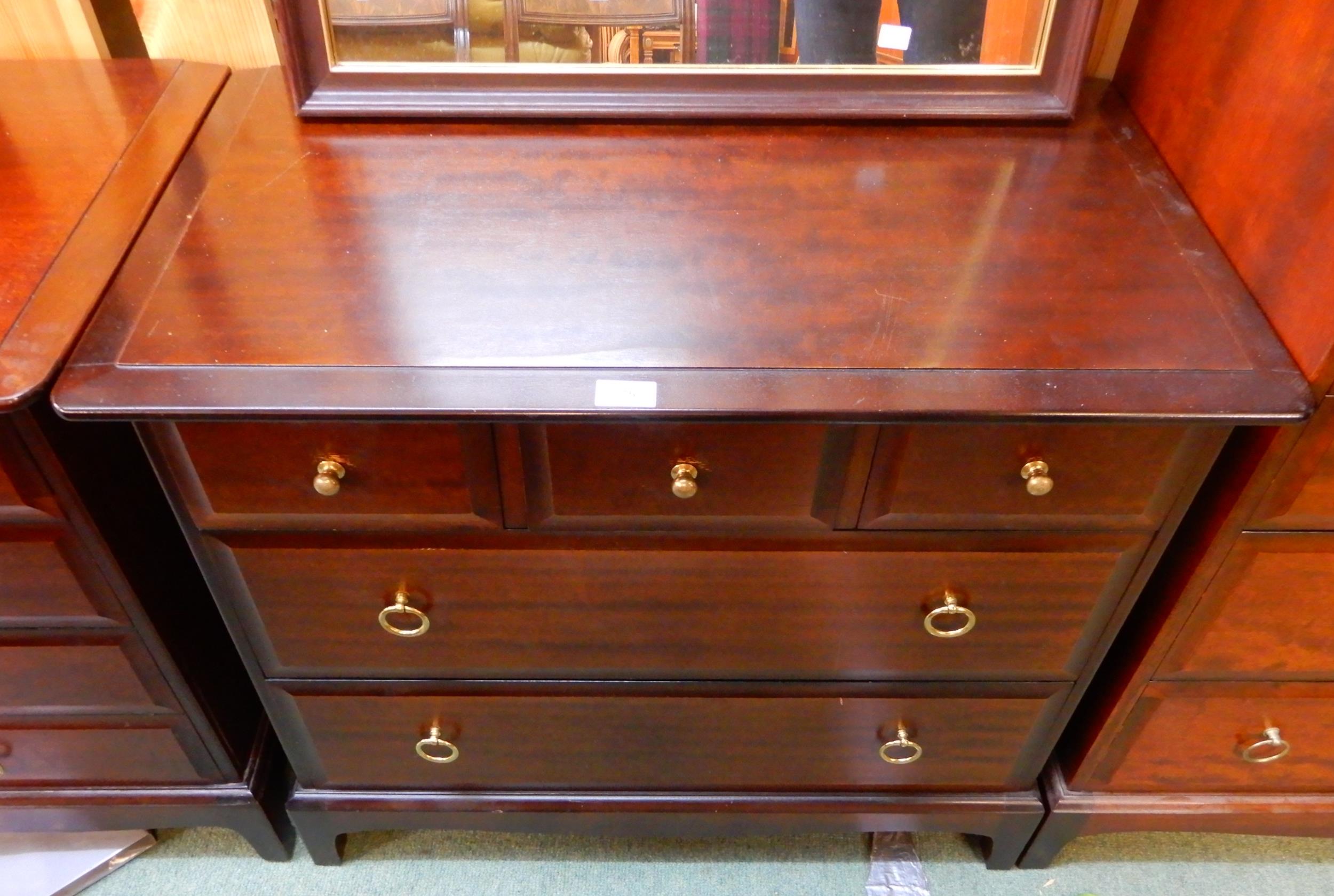 A mid 20th century Stag short chest of drawers, 72cm high x 82cm wide x 46cm deep and a mahogany - Image 2 of 4