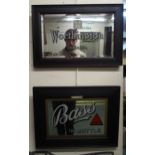 A lot of two framed advertising mirrors "Worthington India pale ale", 32cm high x 48cm wide and a "