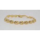 A 9ct gold Italian made bracelet, length 19.5cm, weight 7.3gms Condition Report:Available upon