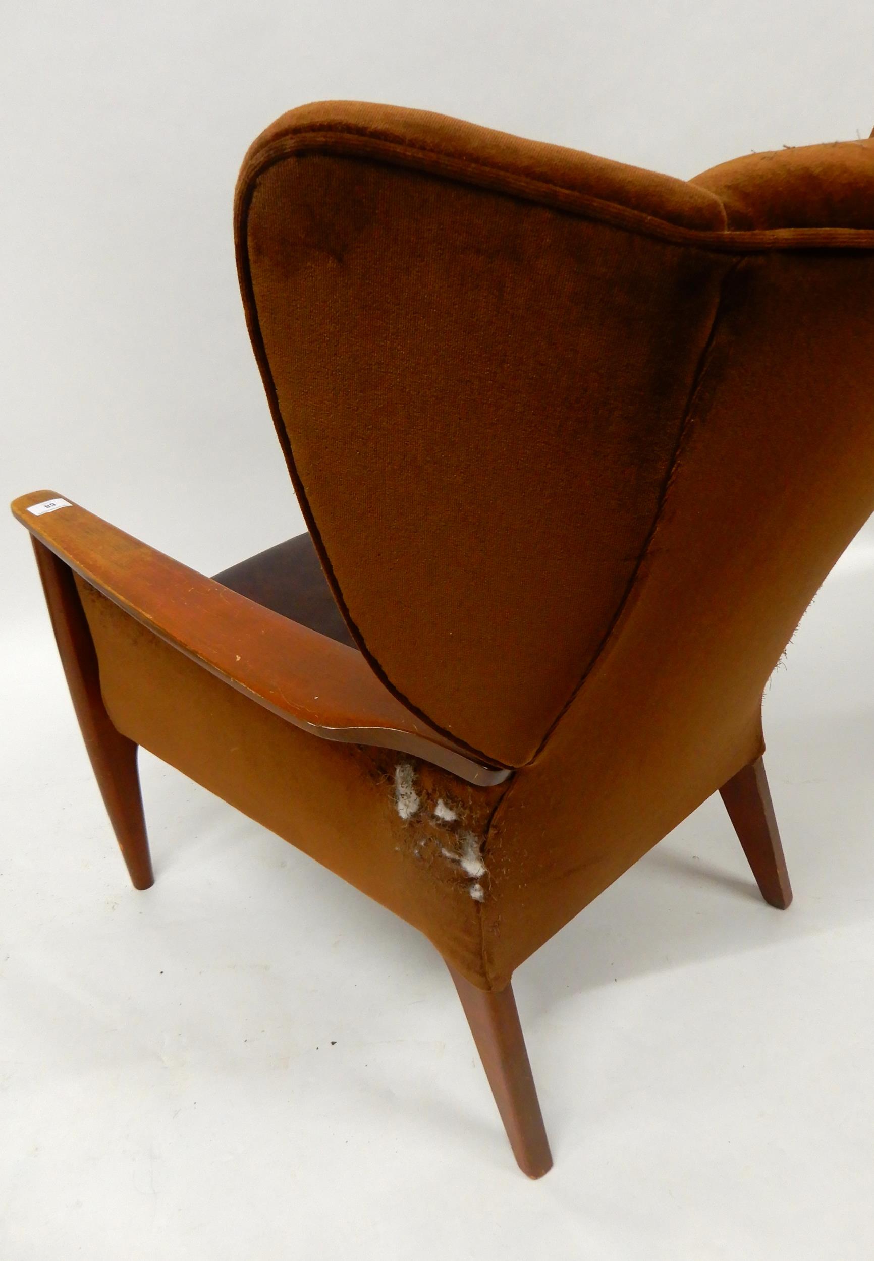 A mid 20th century stained teak framed armchair and a 20th century mahogany cheval mirror (def) ( - Image 10 of 12