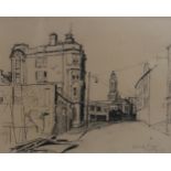 DANNY FERGUSON Shamrock Street East, signed, charcoal, 25 x 30cm and WILLIAM NICHOLSON Cathedral
