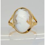 An 18ct gold mounted shell cameo ring, size S, weight 3.9gms Condition Report:Available upon