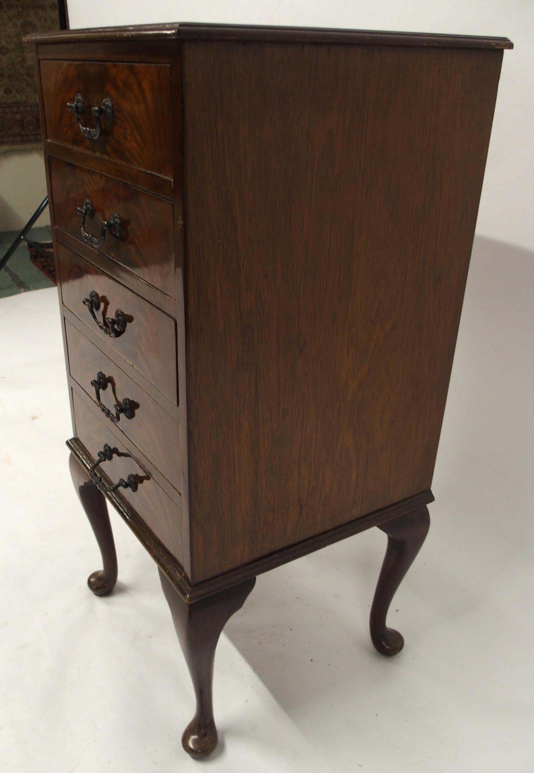 A 20th century mahogany five drawer music cabinet, 91cm high x 43cm wide x 41cm deep Condition - Image 4 of 5