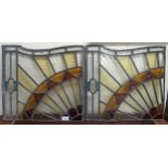 A pair 20th century leaded stained glass panels, each panel 41cm high x 45cm wide Condition Report: