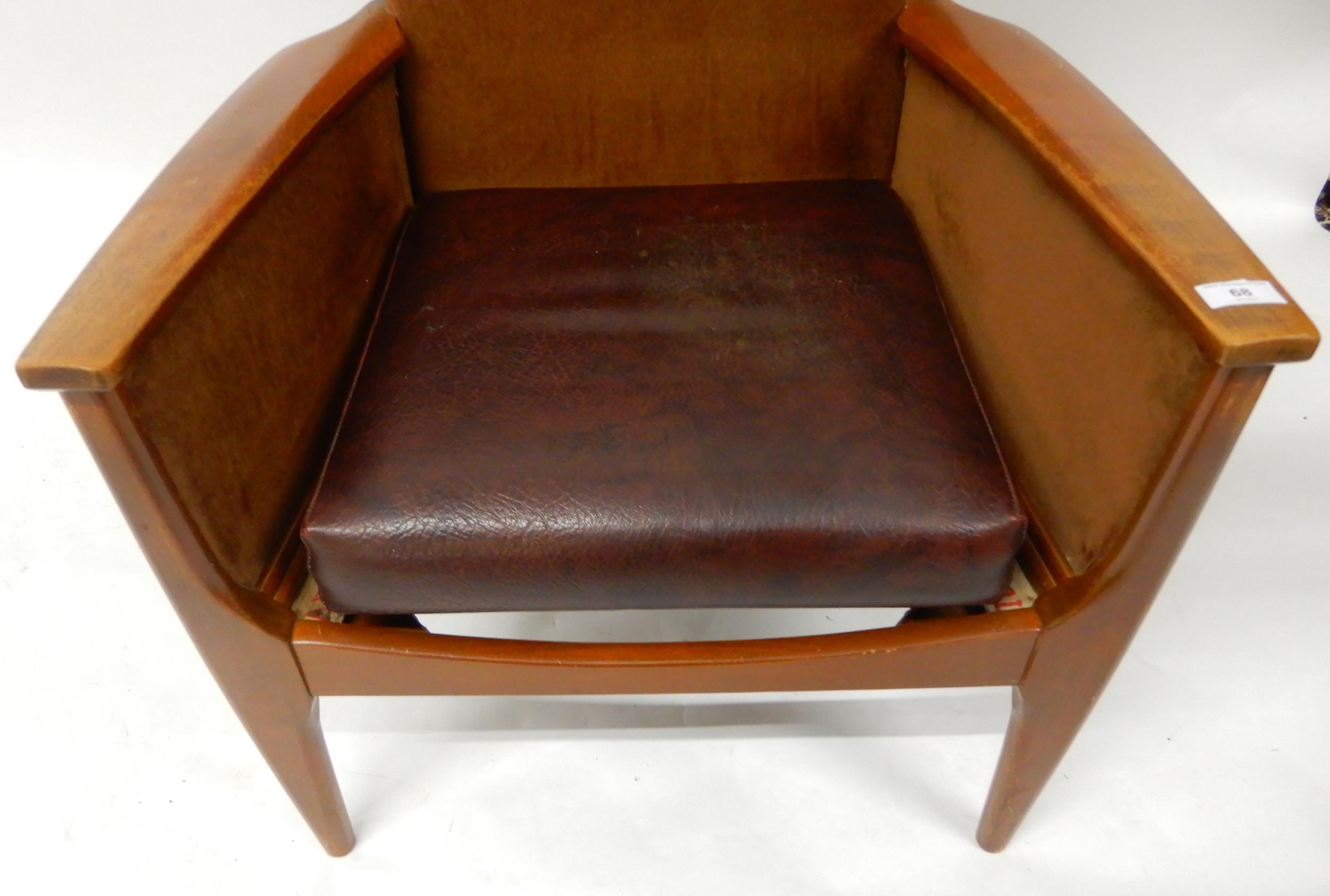 A mid 20th century stained teak framed armchair and a 20th century mahogany cheval mirror (def) ( - Image 5 of 12