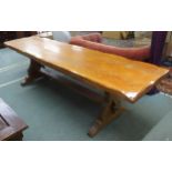 A contemporary Oregon pine refectory banquet table, 78cm high x 290cm long x 72cm deep Condition