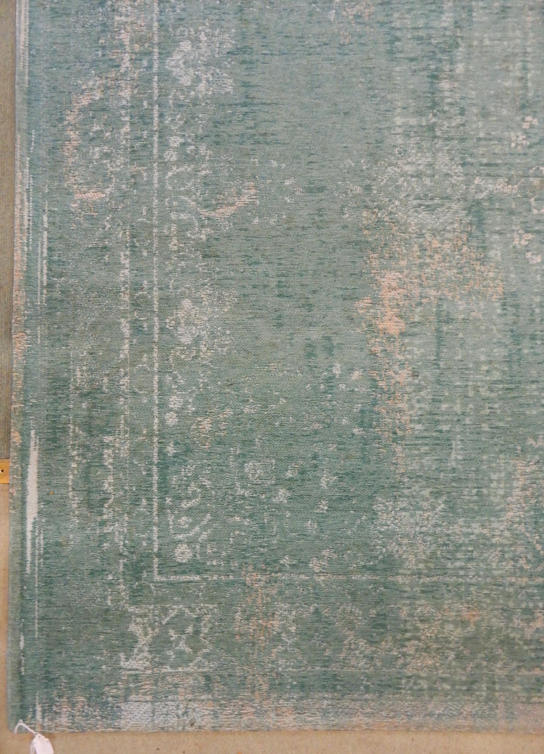 A modern aqua ground Belgian Louis de Poortere rug with distressed Kashan design, 240cm long x 170cm - Image 2 of 6