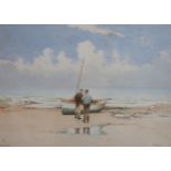 GEORGE MILLER The mornings catch, signed, watercolour, 24 x 35cm Condition Report:Available upon
