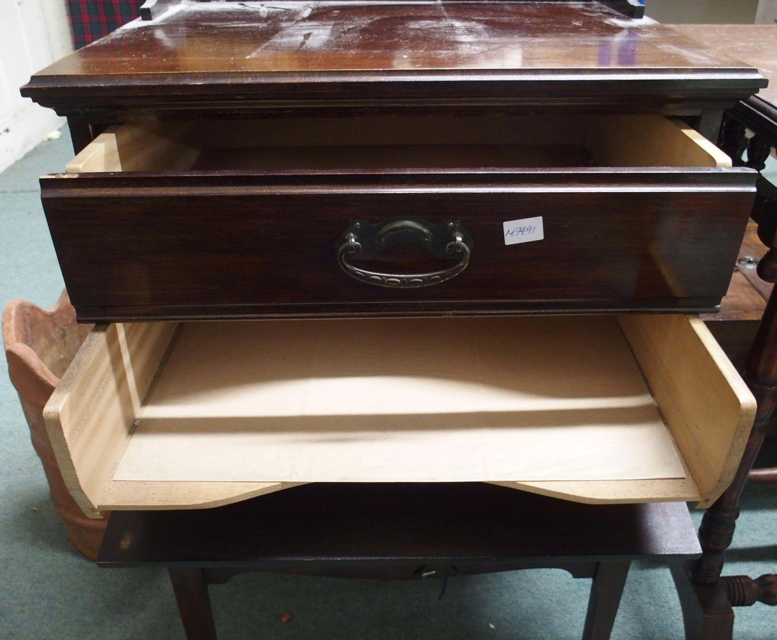 A Victorian mahogany hall table with turned supports with baluster stretchers, 74cm high x 90cm wide - Image 3 of 6