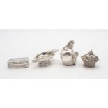A collection of silver and plate including an Italian silver hen, by Alessandro Magrino, a silver