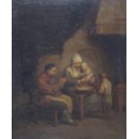 DUTCH SCHOOL (18TH CENTURY) For what we are about to receive, oil on panel, 30 x 25cm Condition