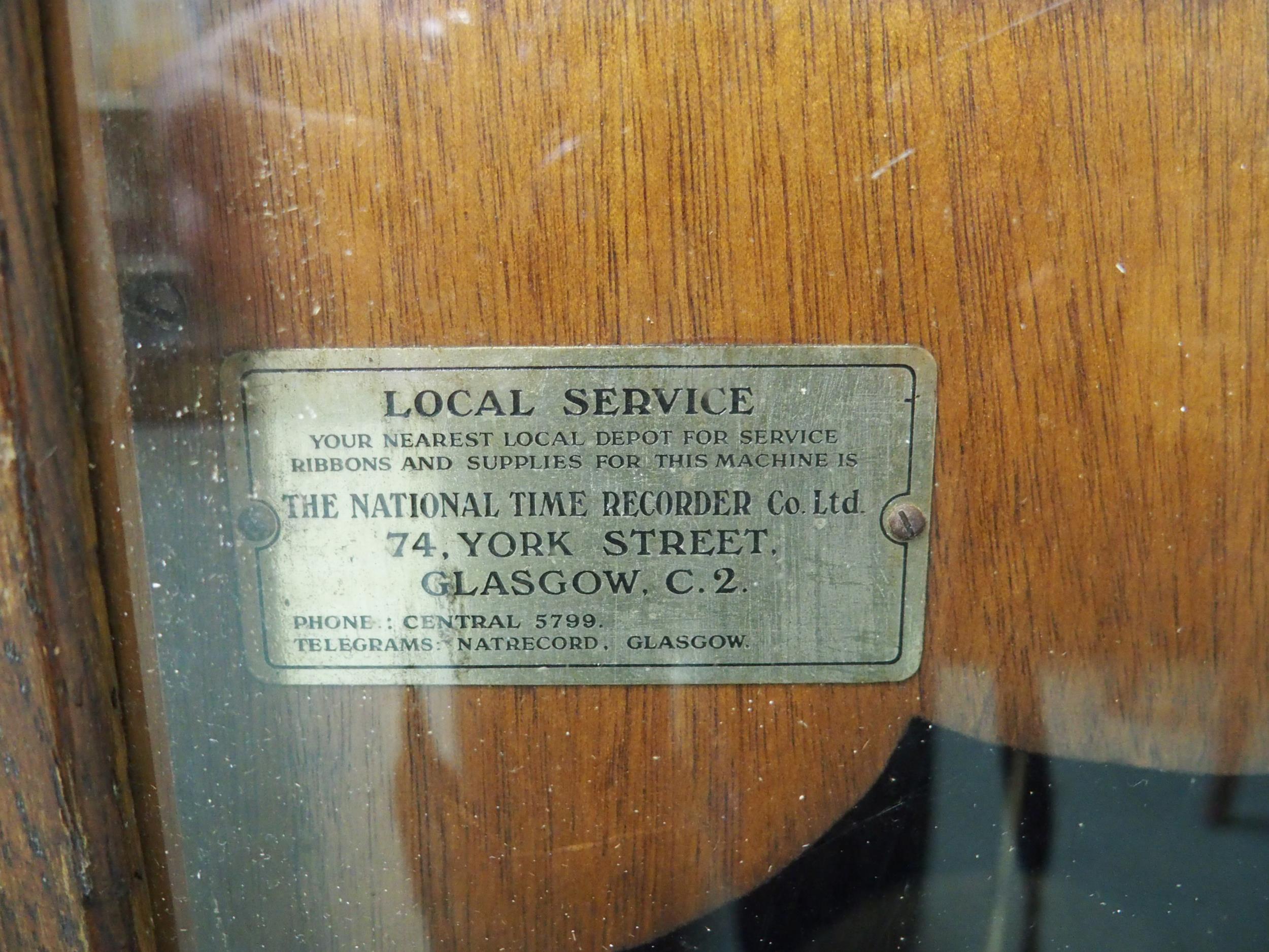 An early 20th century oak cased "National Time Recorder Co Ltd" clocking machine, 106cm high x - Image 4 of 6