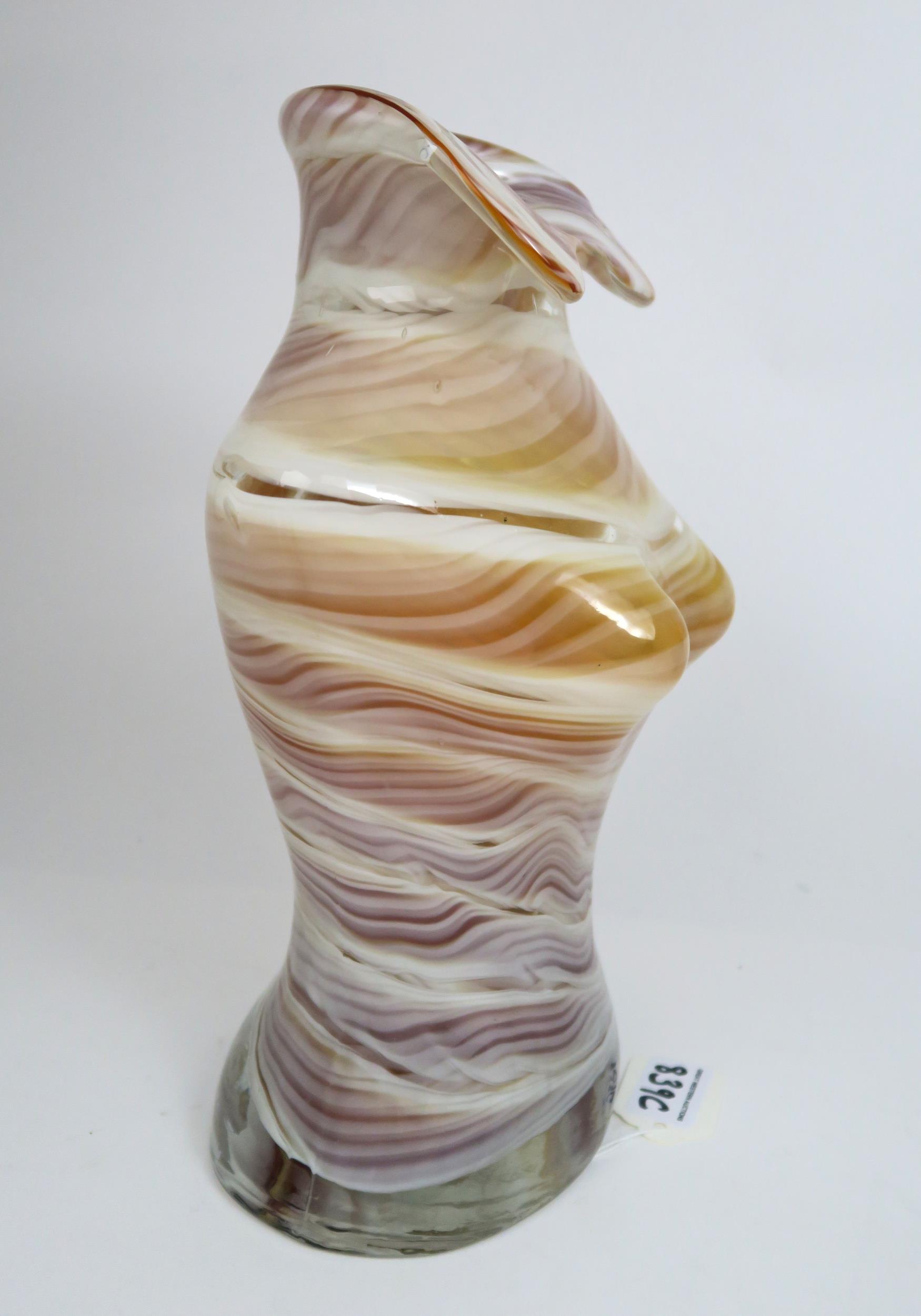 A modernist  Italian hand blown Murano Art glass sculpture/vase in the form of a female torso with - Image 5 of 7