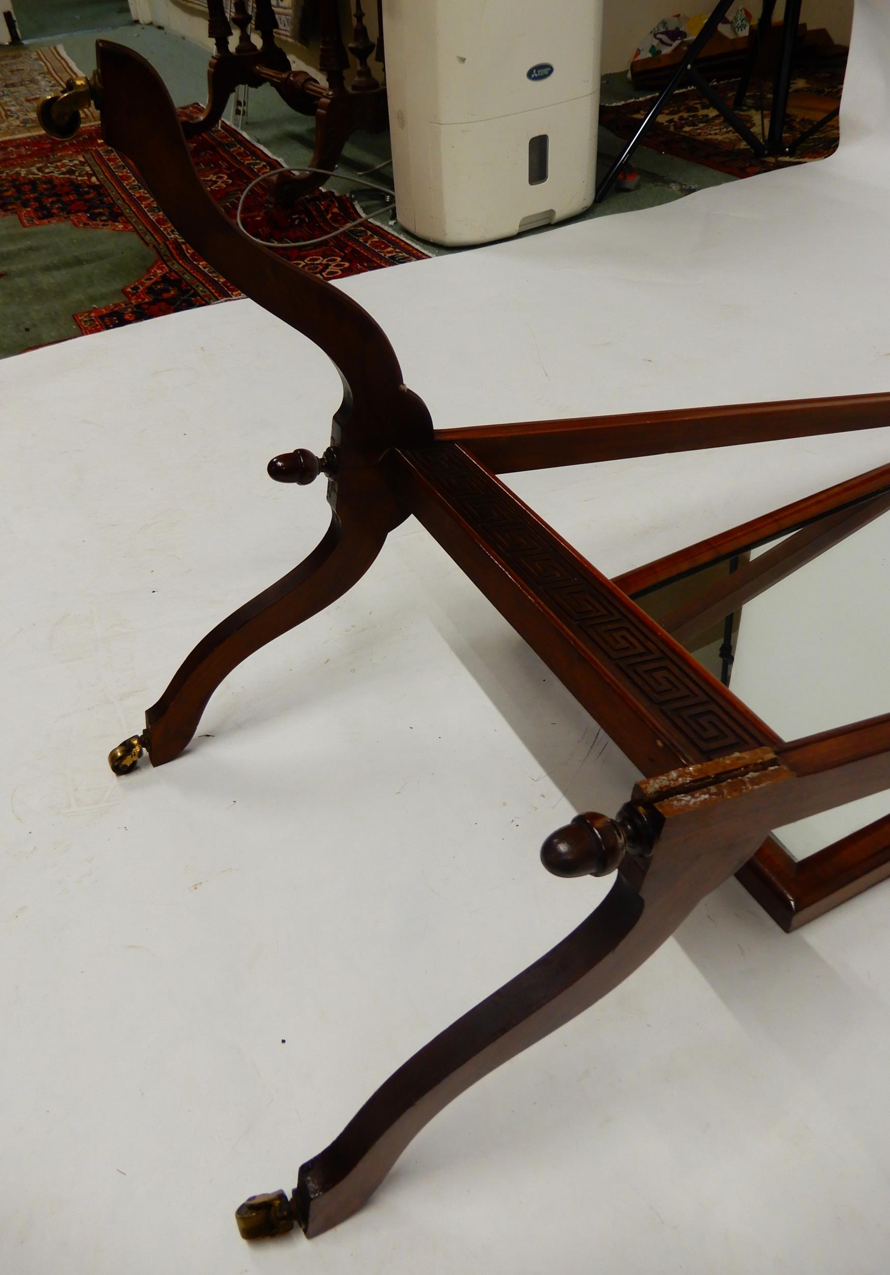 A mid 20th century stained teak framed armchair and a 20th century mahogany cheval mirror (def) ( - Image 11 of 12