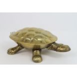 A heavy brass tortoise trinket dish with hinged lidded compartment Condition Report:Available upon