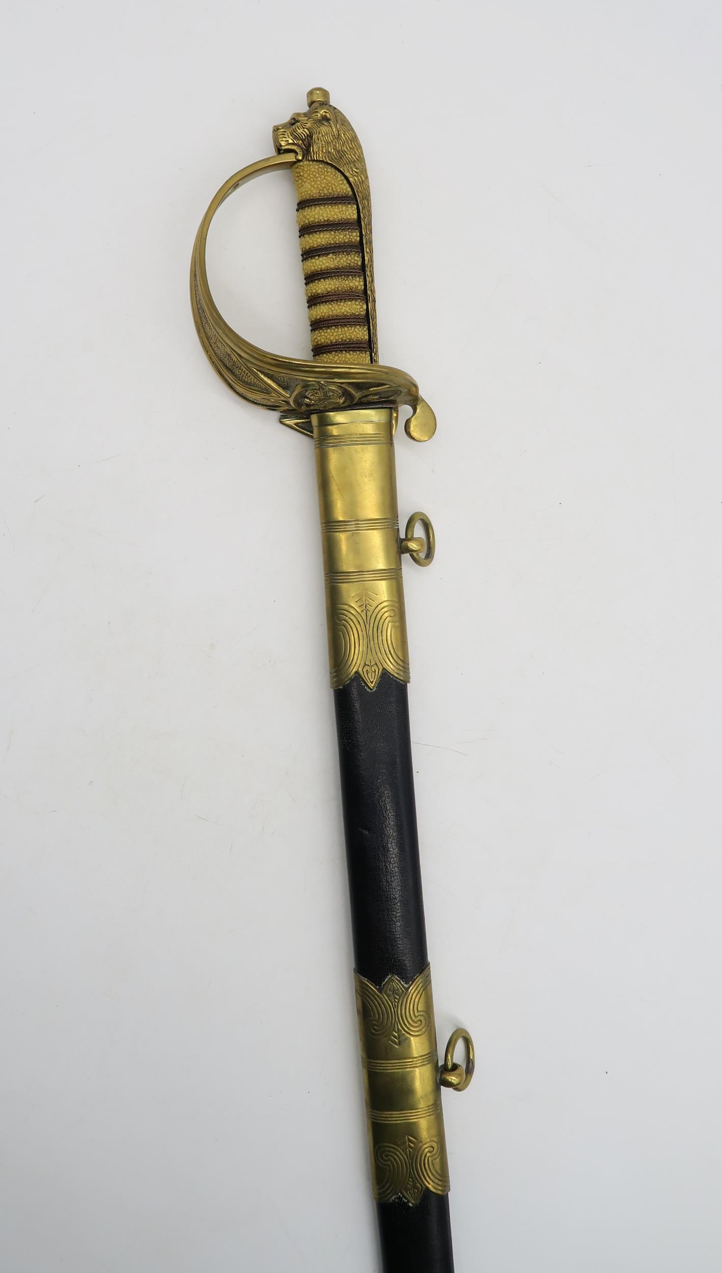 A reproduction Royal Navy officer's 1827 pattern dress sword, the blade measuring approx. 79.5cm - Image 2 of 3