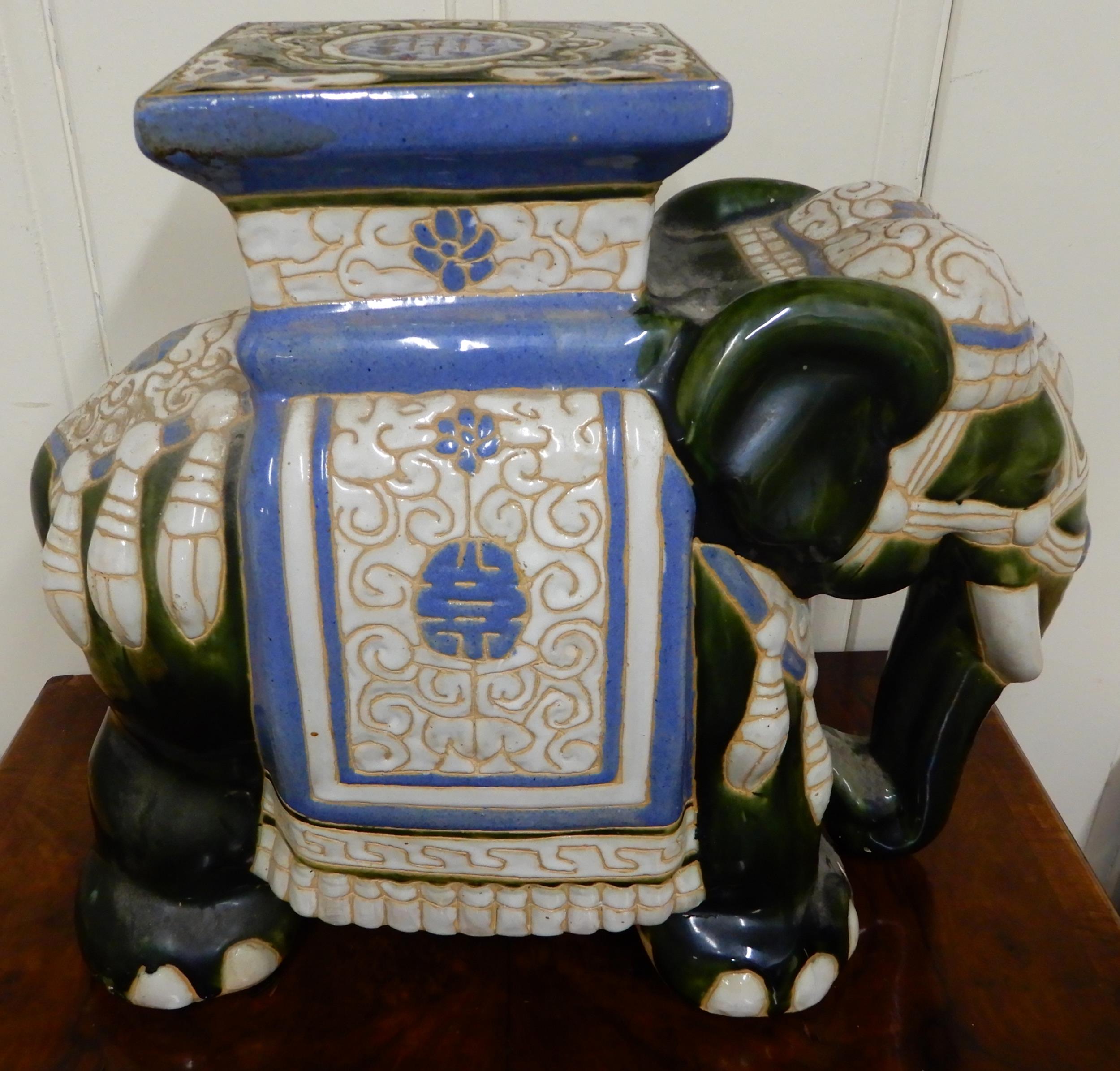 A 20th century ceramic elephant garden plant stand, 43cm high Condition Report:Available upon - Image 4 of 6