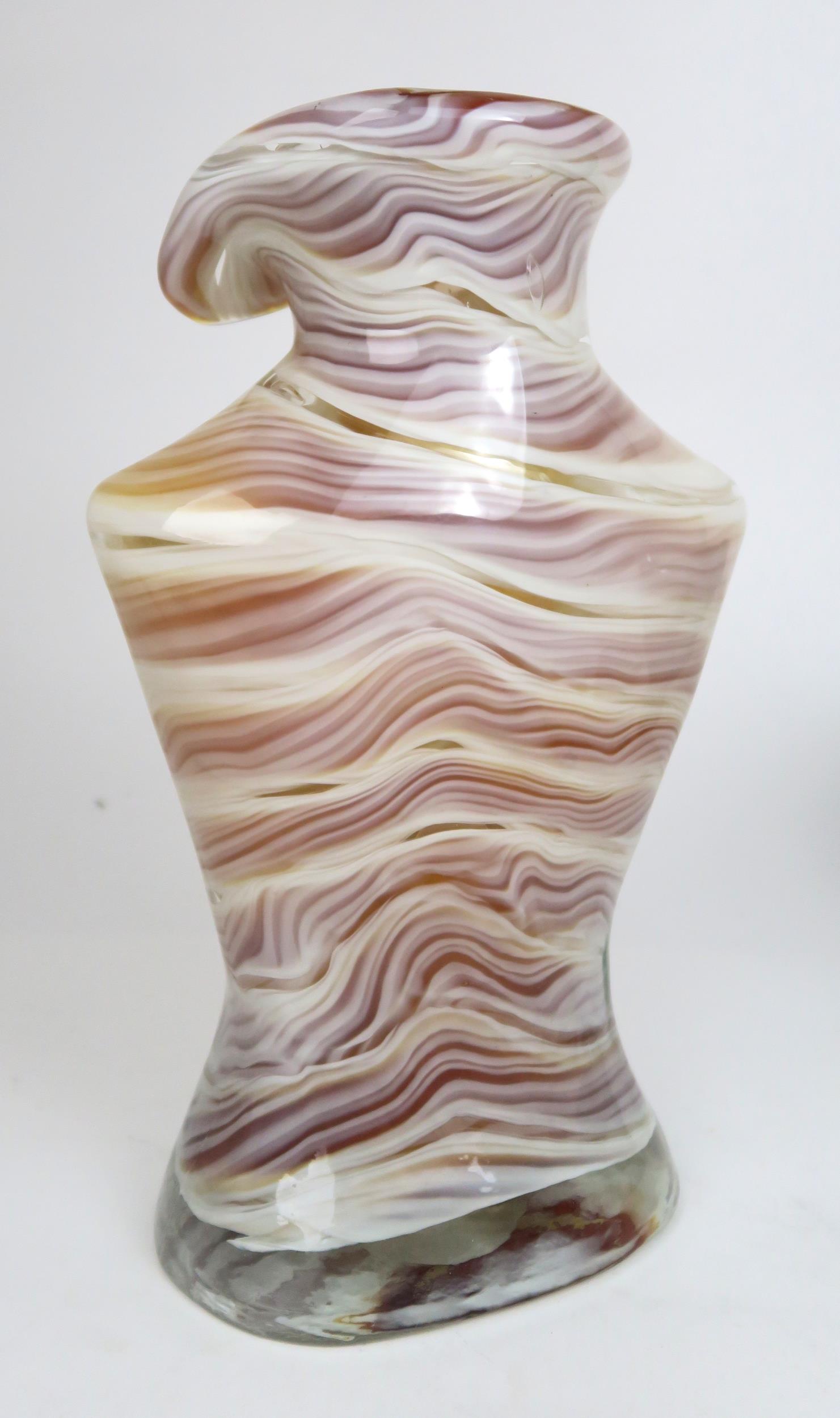 A modernist  Italian hand blown Murano Art glass sculpture/vase in the form of a female torso with - Image 3 of 7