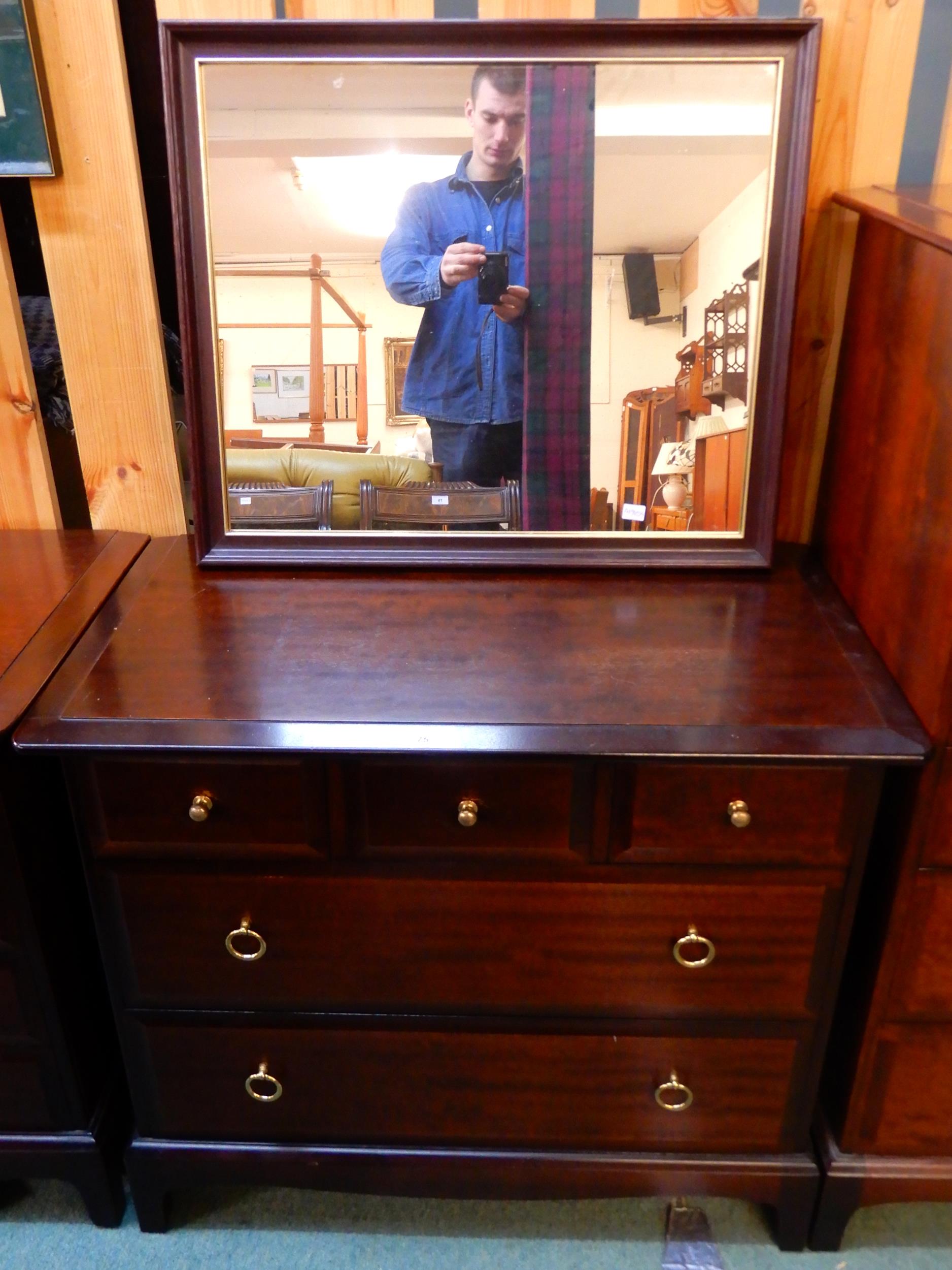 A mid 20th century Stag short chest of drawers, 72cm high x 82cm wide x 46cm deep and a mahogany