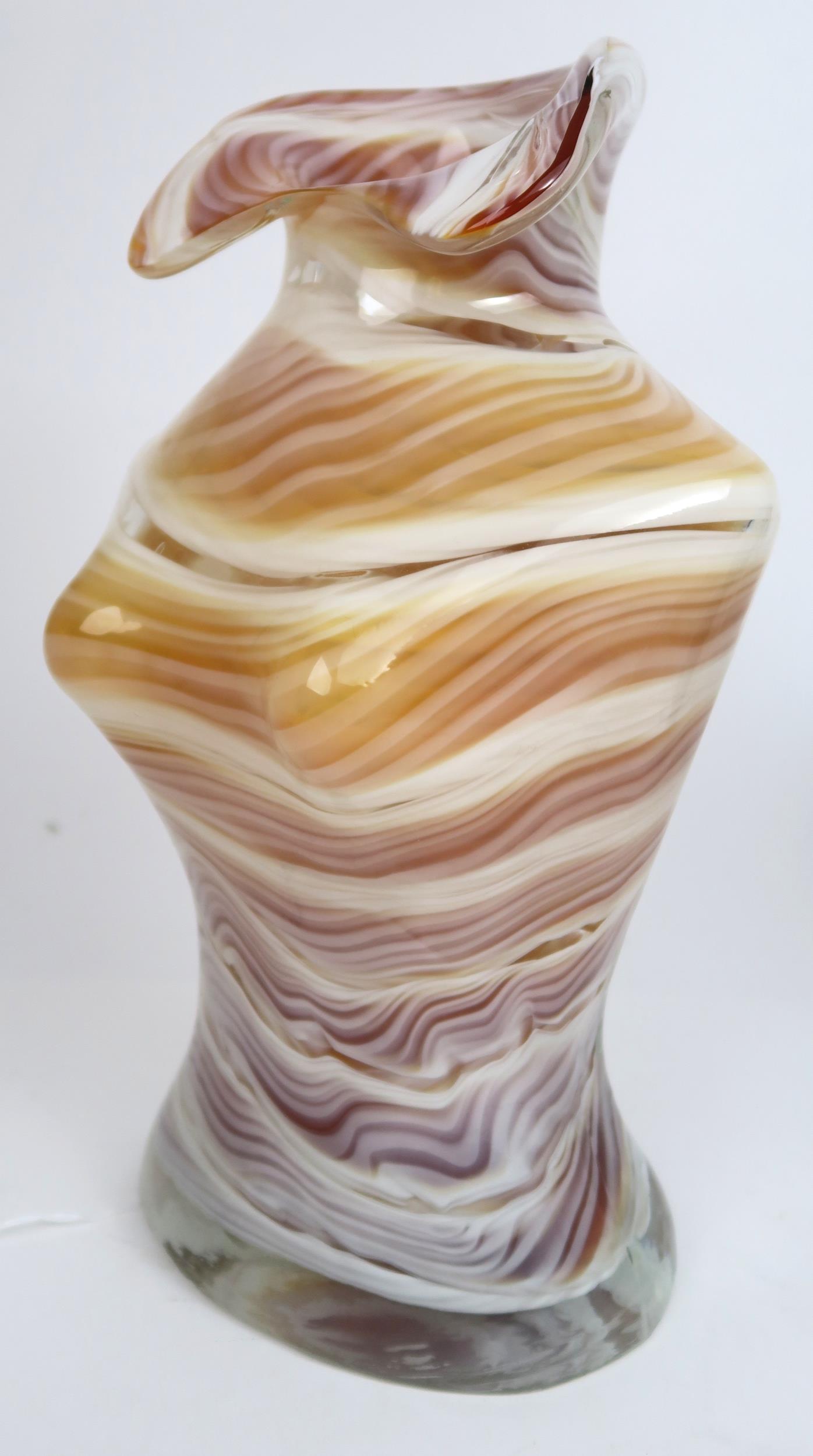 A modernist  Italian hand blown Murano Art glass sculpture/vase in the form of a female torso with - Image 2 of 7