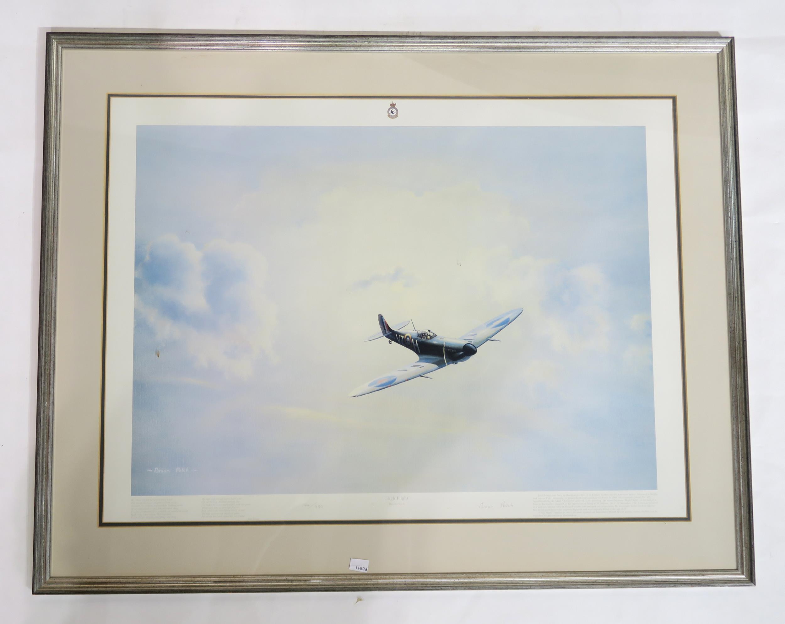 A large framed limited edition Supermarine Spitfire print, signed and numbered in pencil by the