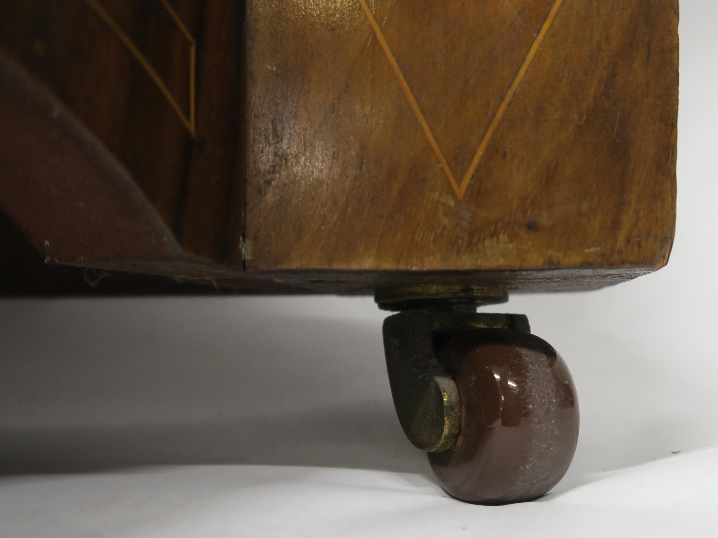 A VICTORIAN BURR WALNUT AND SATINWOOD INLAID CREDENZA with central cabinet door flanked by curved - Image 8 of 18