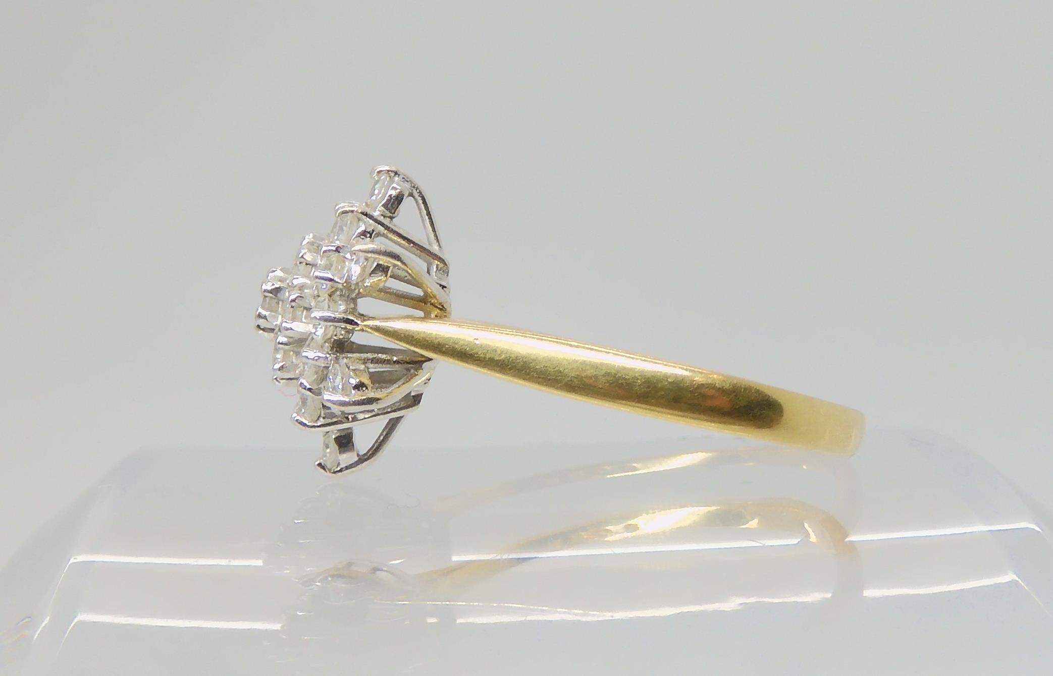A DIAMOND SNOWFLAKE RING mounted throughout in 18ct yellow and white gold, set with estimated approx - Image 3 of 4