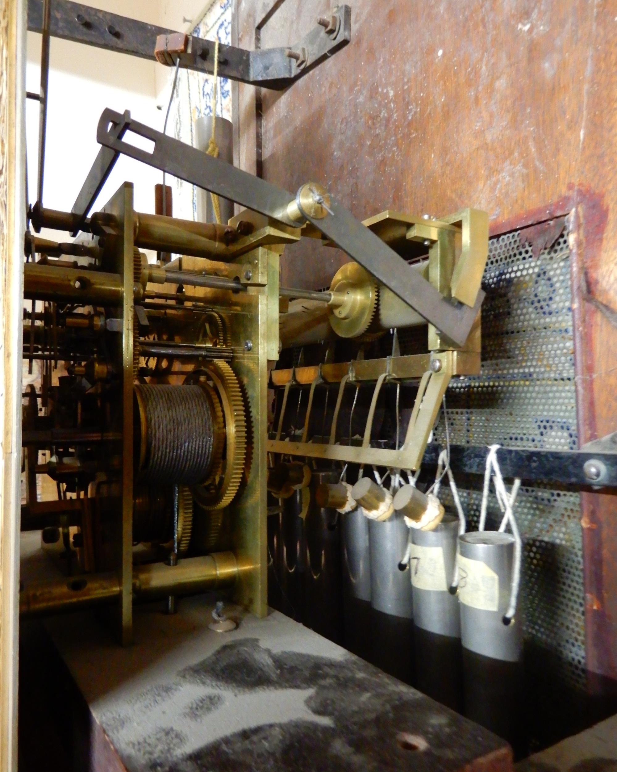 A LARGE EARLY 20TH CENTURY LONGCASE CLOCK with brass and silvered 14" dial with Roman numerals, - Image 9 of 20