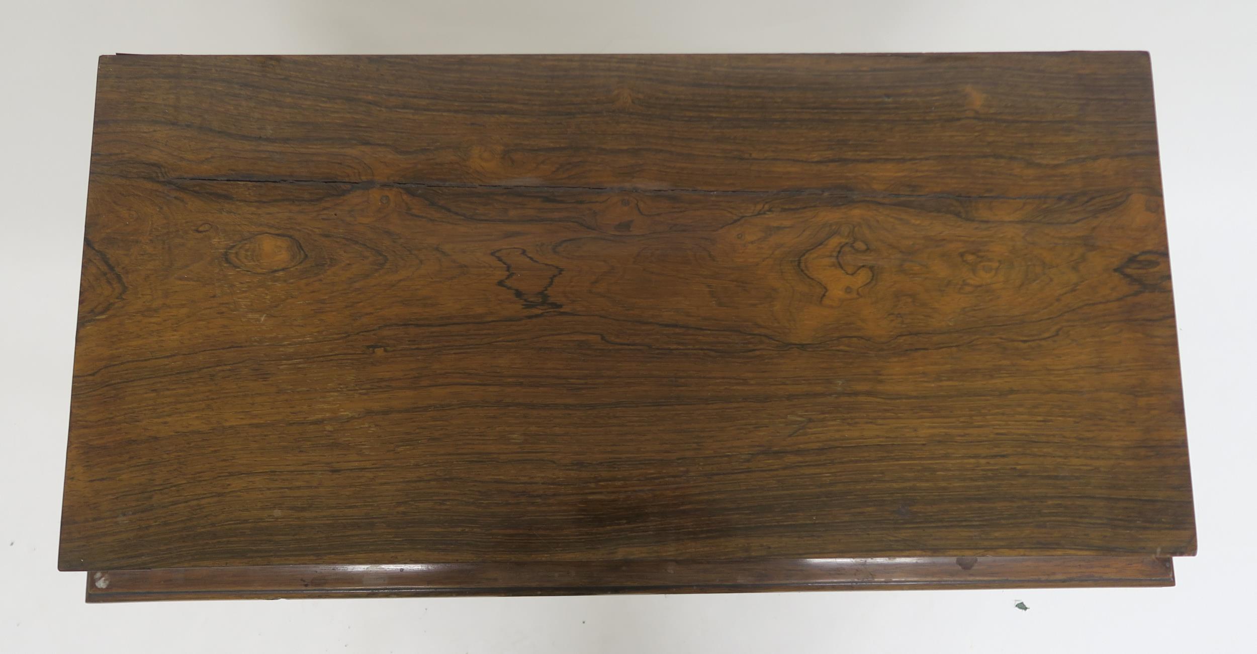 A VICTORIAN ROSEWOOD JARDINIERE TABLE with removable rosewood top over shaped frieze on cabriole - Image 4 of 6