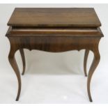 A VICTORIAN ROSEWOOD JARDINIERE TABLE with removable rosewood top over shaped frieze on cabriole