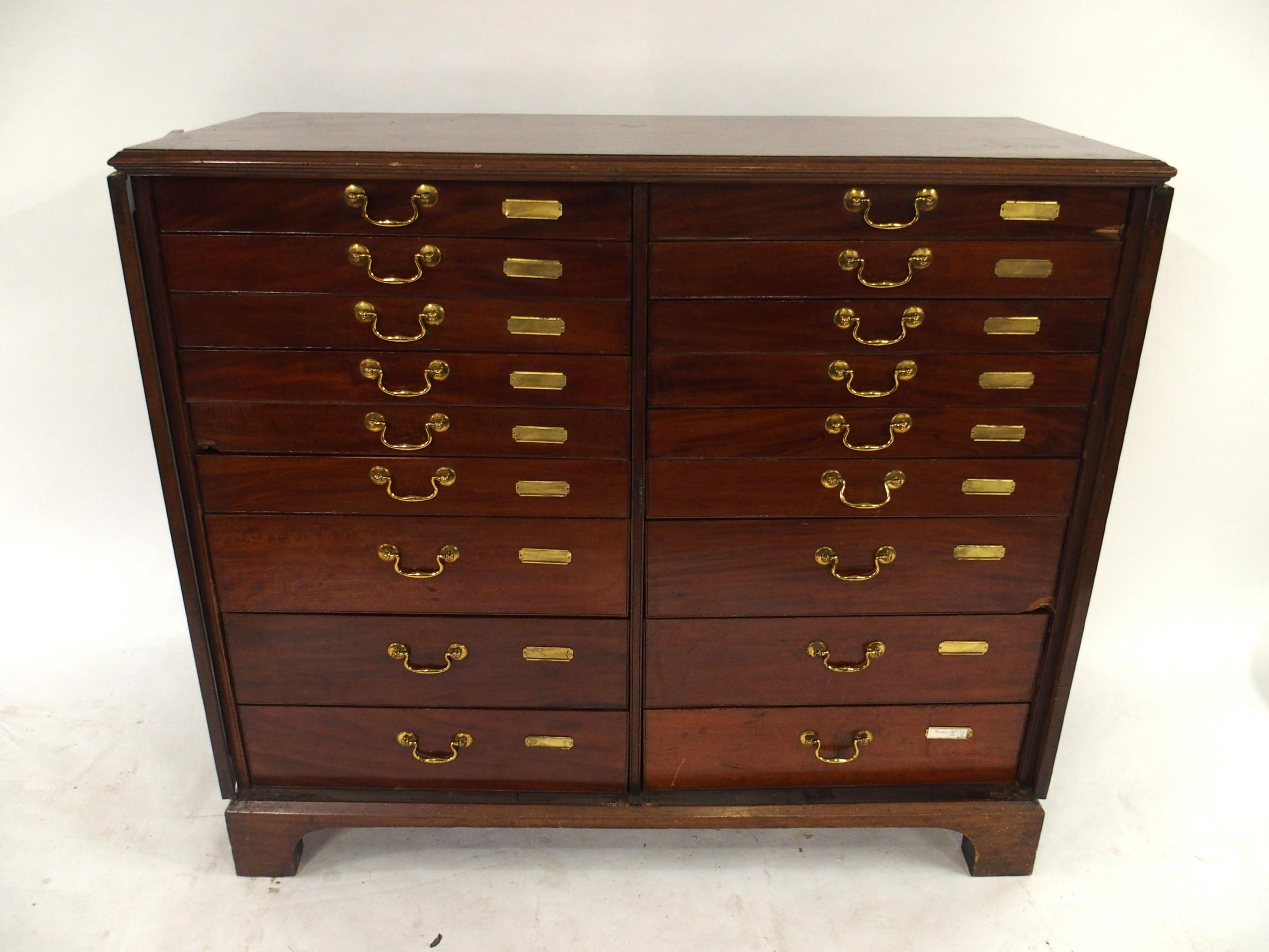 A VICTORIAN MAHOGANY SPECIMEN CABINET with a pair of panel cabinet doors concealing twenty