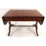 A VICTORIAN MAHOGANY DROP END SOFA TABLE stamped G Heath, Perth with long central drawer fitted with