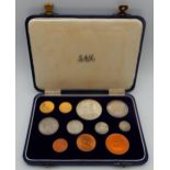 QUEEN ELIZABETH II SOUTH AFRICA 1954  Proof set with a gold £1 coin 21mm diameter 8 grams and a gold