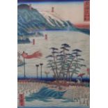 THE SCENIC PLACES OF THE TOKAIDO; a selection of ten tate-e woodblock prints including HIROSHIGE