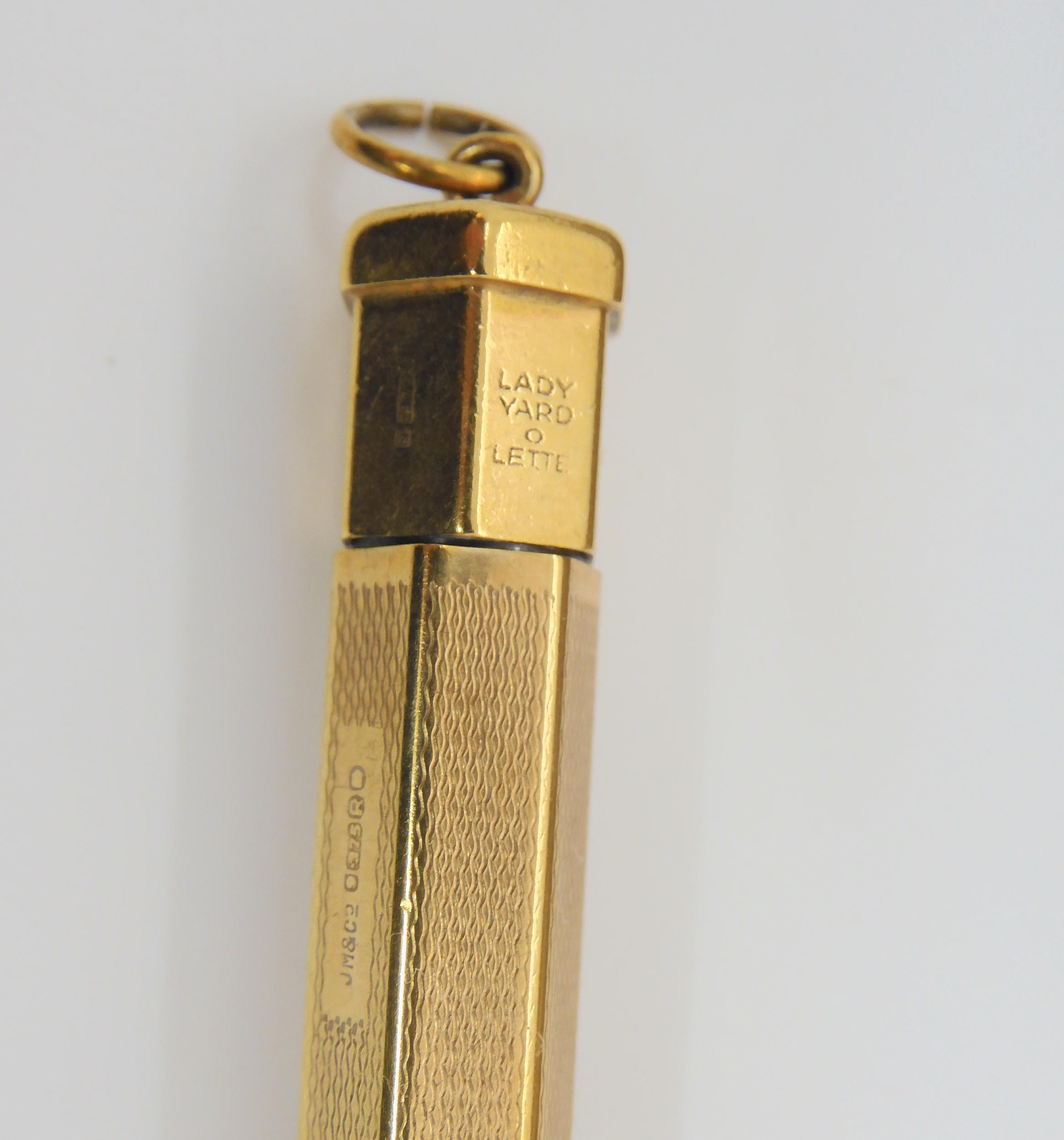 A 9CT GOLD PROPELLING PENCIL The Lady Yard-o-lead, hallmarked London, 1952, sponsors mark Johnson - Image 2 of 4