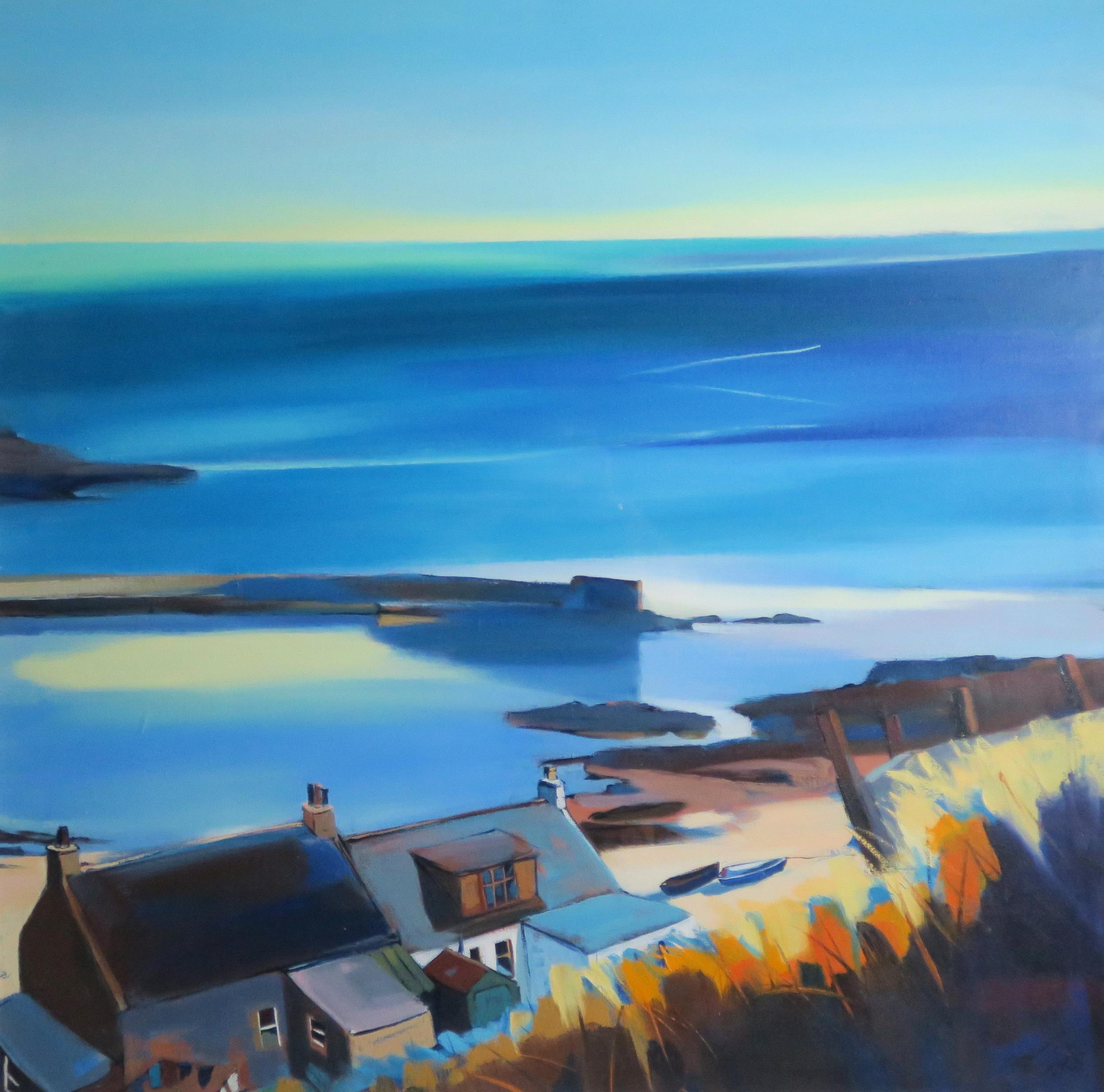 PAM CARTER (SCOTTISH b.1952) OVER BIG BLUE, COLLINGTON  Oil on board, signed lower right, 100 x