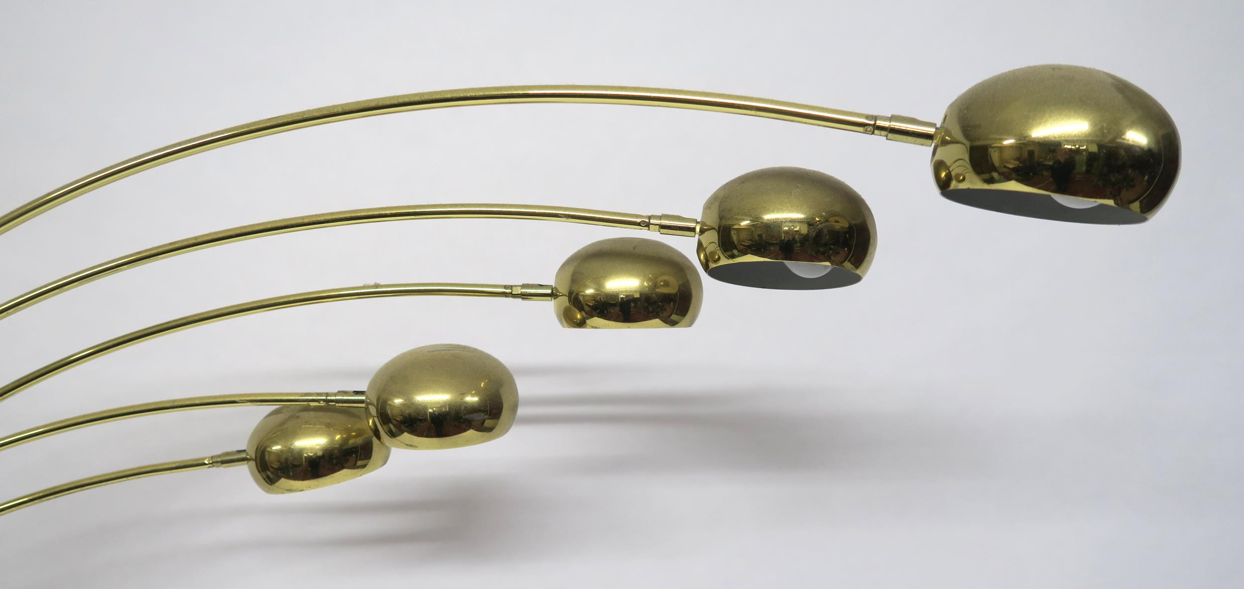 A MID 20TH CENTURY SWEDISH COTTEX FIVE BRANCH STANDARD LAMP with five brass coloured arms on brass - Image 2 of 6