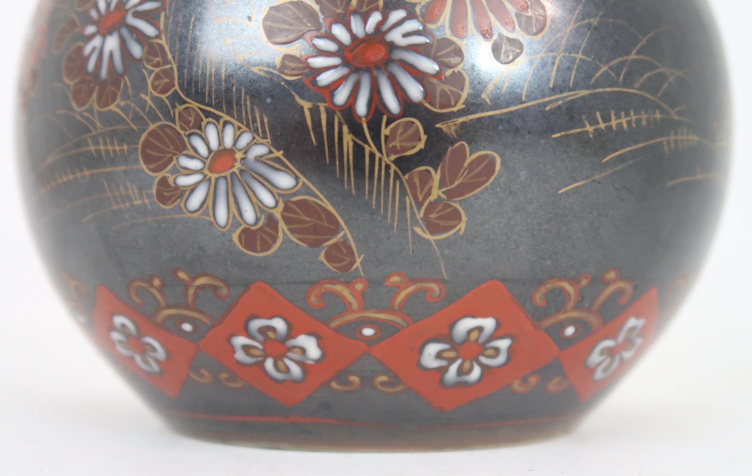 A CHINESE BALUSTER VASE  Painted with polychrome colours on a dark ground with birds amongst - Image 6 of 9