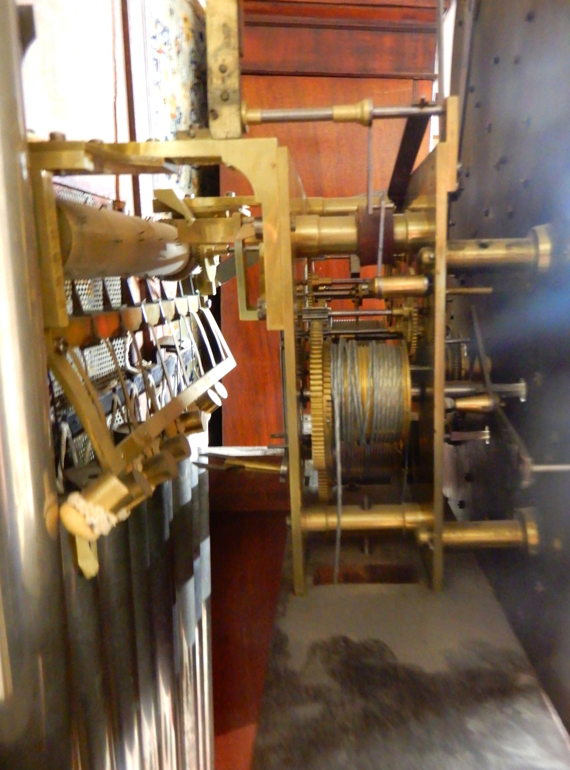 A LARGE EARLY 20TH CENTURY LONGCASE CLOCK with brass and silvered 14" dial with Roman numerals, - Image 6 of 20