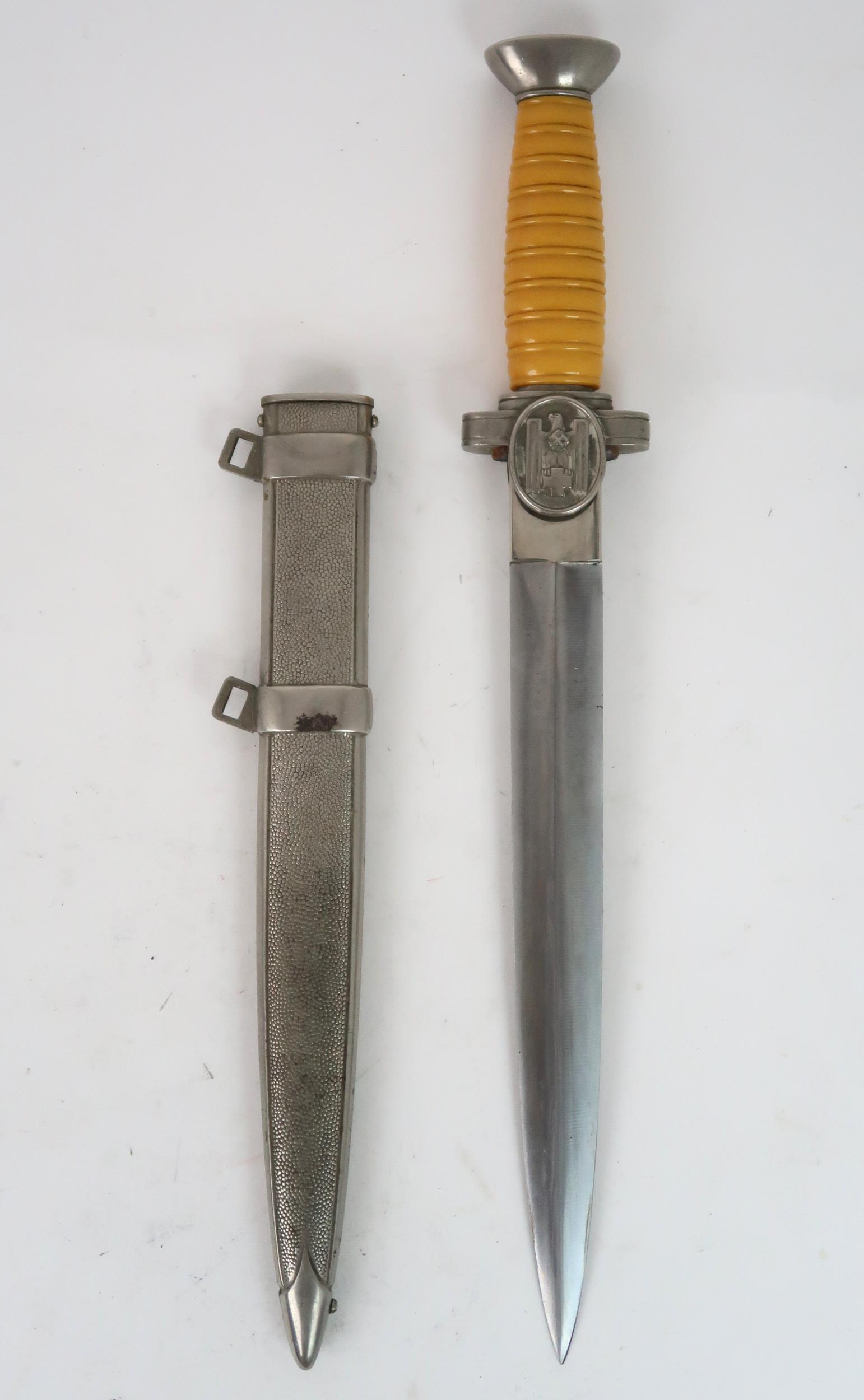 A THIRD REICH RED CROSS LEADERS DAGGER With unmarked polished double edged blade, original black - Image 2 of 4