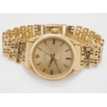 A 9CT GOLD ROLEX OYSTER PERPETUAL AIR KING PRECISION with gold coloured dial, baton numerals and