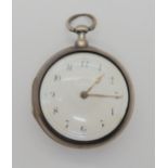 A GEORGIAN SILVER PAIR CASE POCKET WATCH hallmarked 1809, Thomas & Richard Carpenter, with a