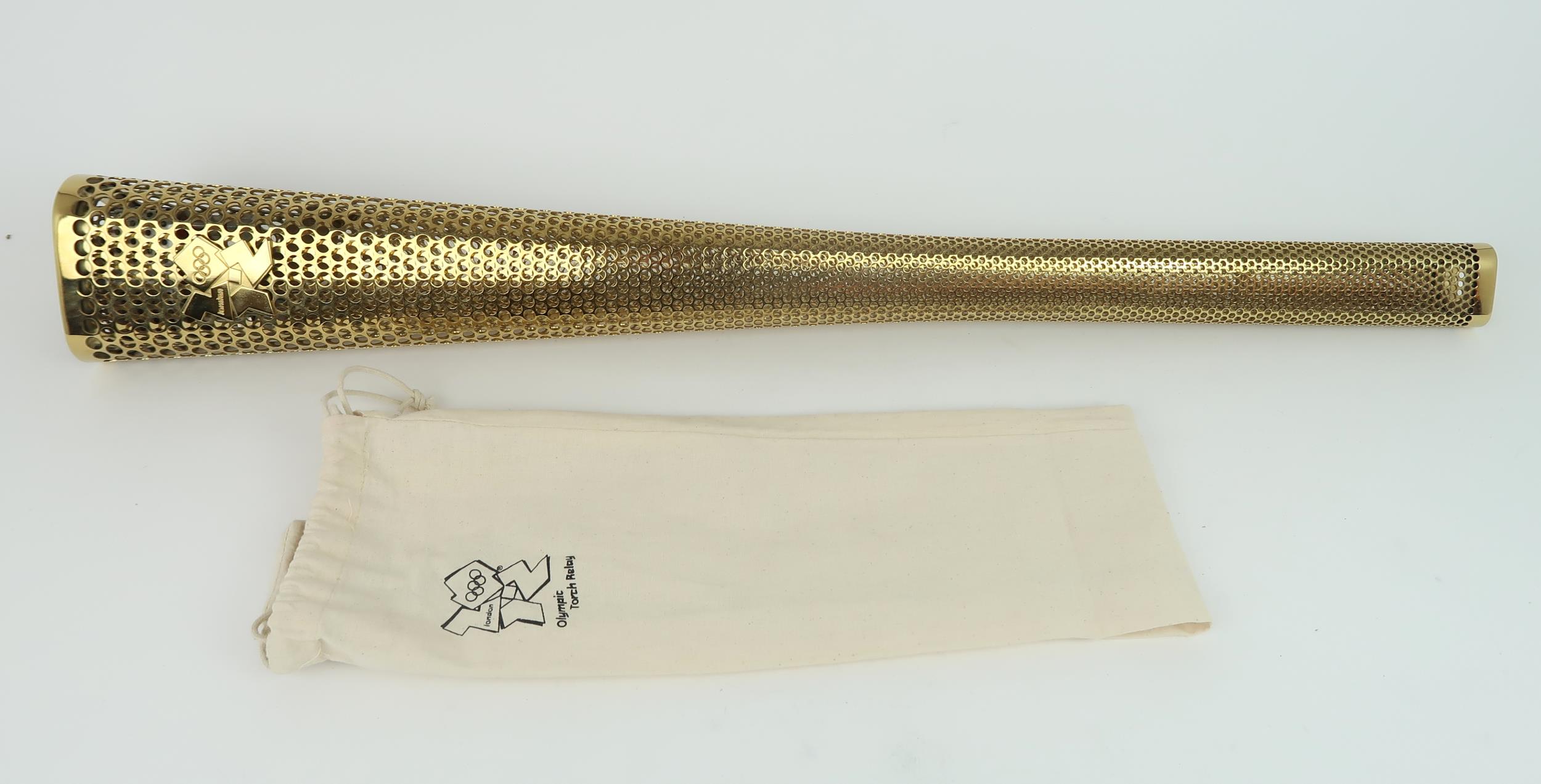 A LONDON 2012 OLYMPIC BEARER'S TORCH Of tapering, triangular form, gold coloured, bearing the - Image 3 of 3