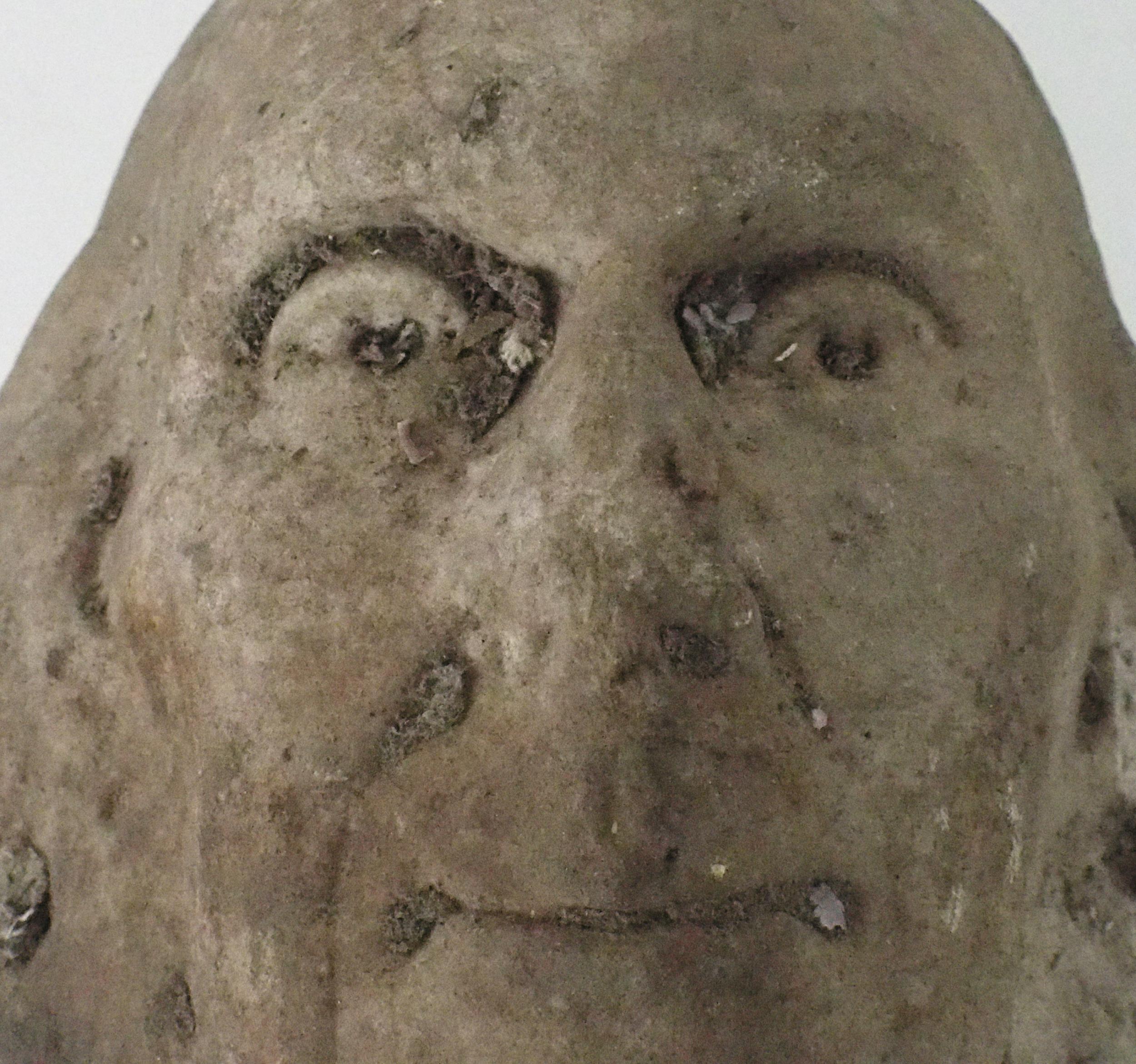 A CARVED COMPOSITE STONE HEAD OF A MAN 28cm high Condition Report:Available upon request - Image 2 of 3