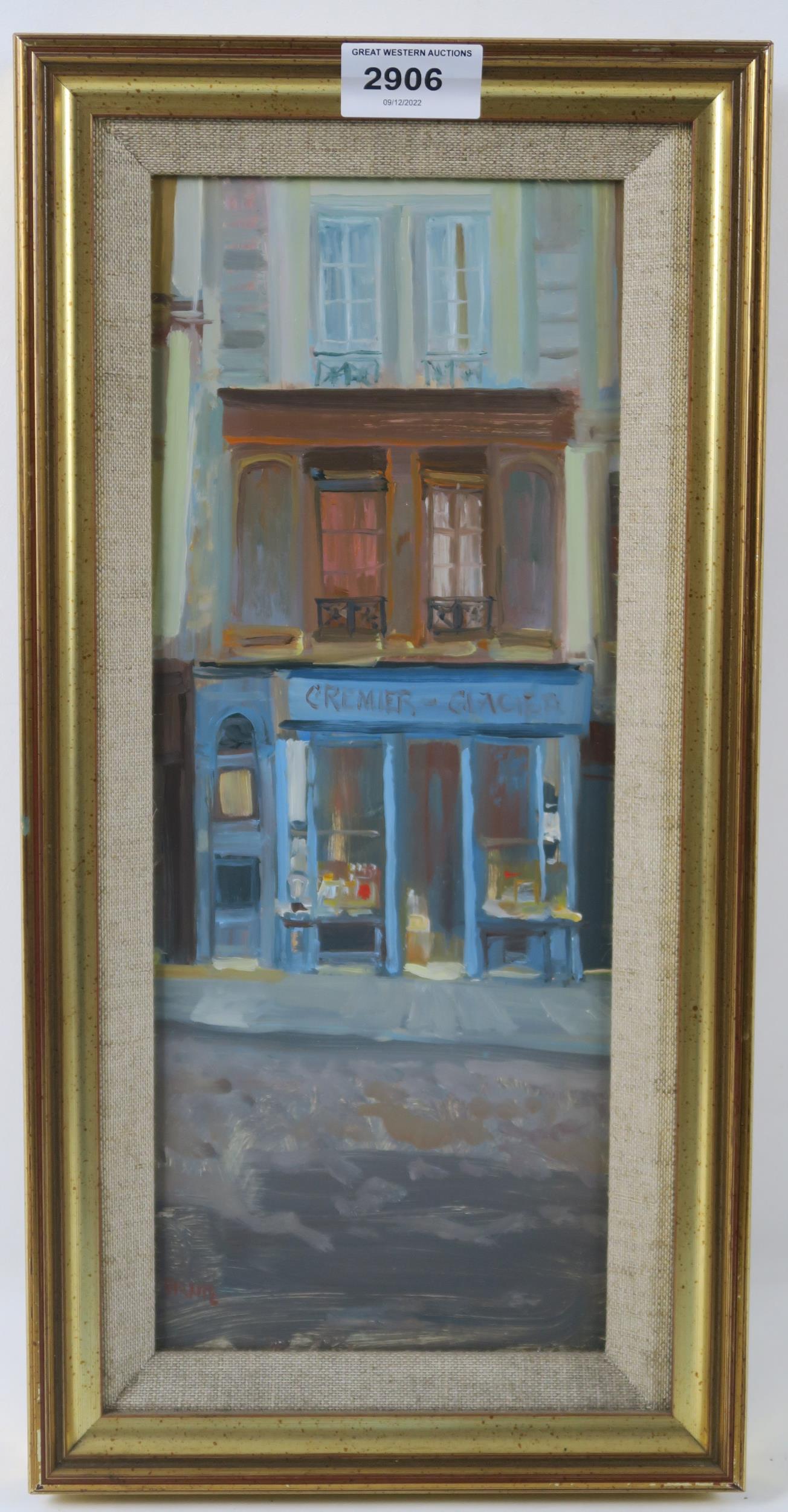 WILLIAM BIRNIE RSW RGI (SCOTTISH 1929-2006) L'EPICERIE  Oil on board, signed lower left, 34 x - Image 2 of 6