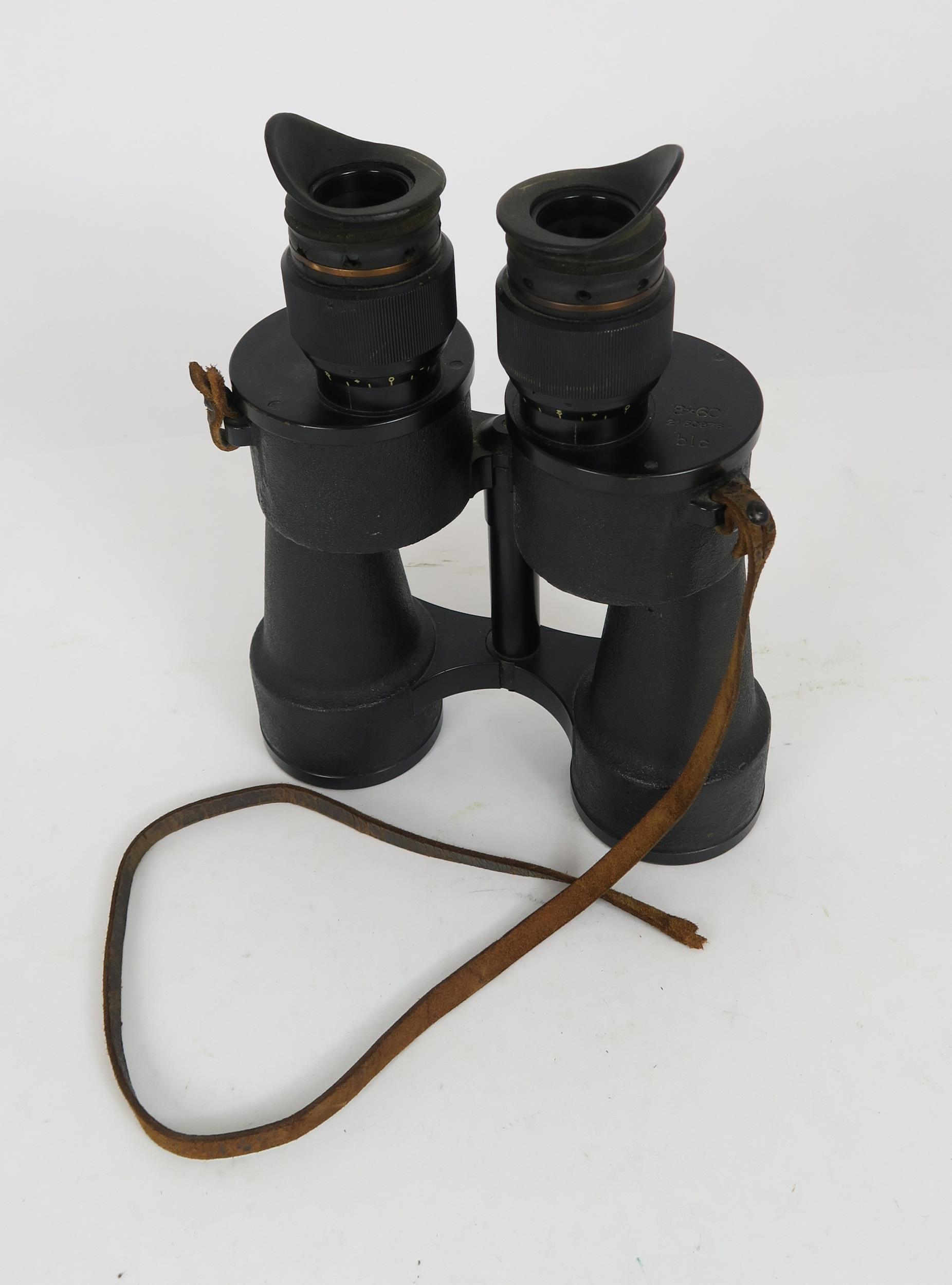 A PAIR OF WW2 GERMAN KRIEGSMARINE 8X60 BINOCULARS BY "blc" (CARL ZEISS) The right top plate