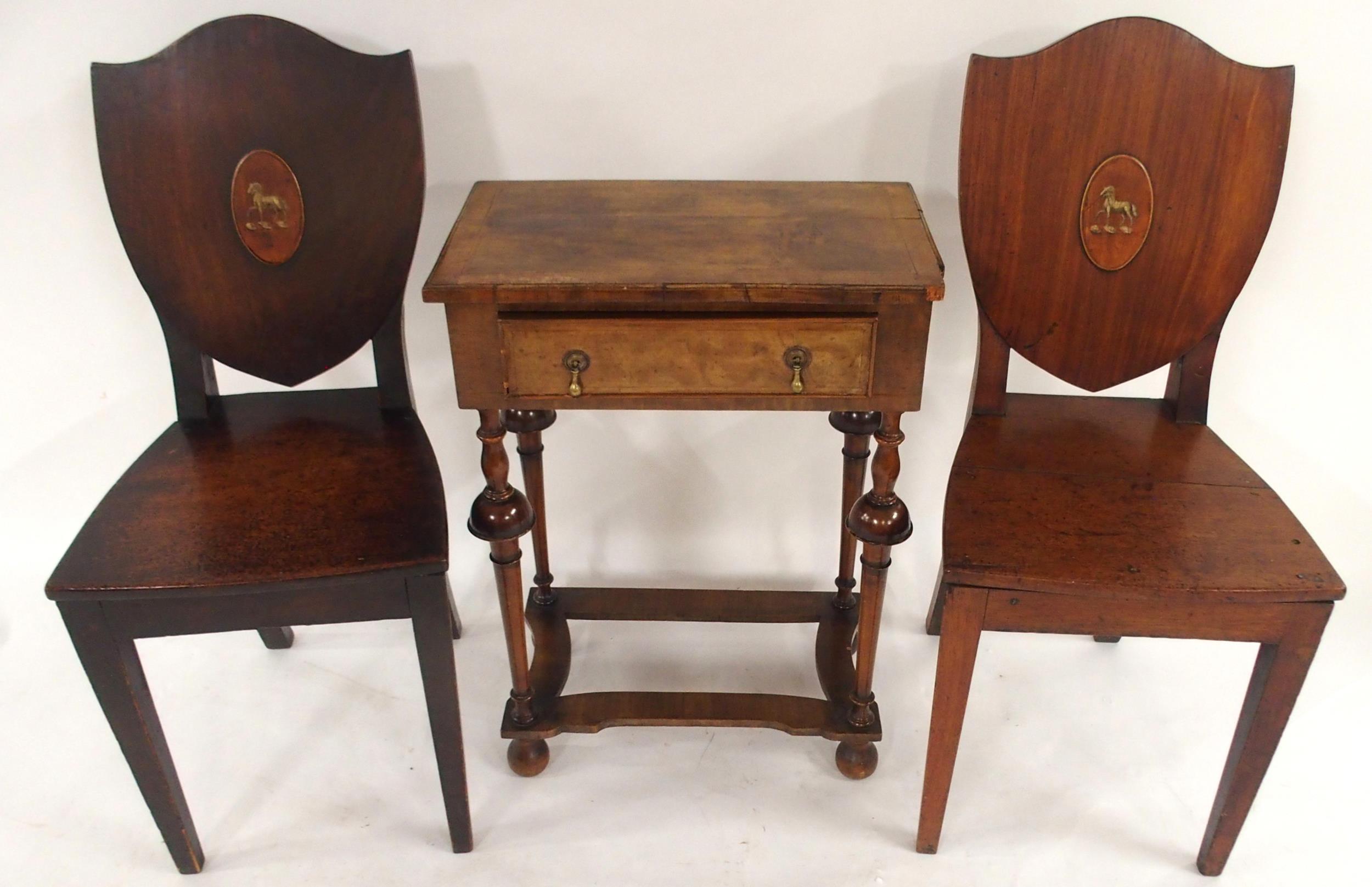 A GEORGIAN WALNUT SINGLE DRAWER OCCASIONAL TABLE on turned stretchered supports, 70cm high x 51cm - Image 6 of 16