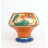 A CLARICE CLIFF FANTASQUE VASE in Sunrise pattern, shape number 341, with printed mark to base